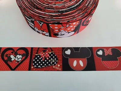 5 Yards 1 1/2  Minnie & Mickey Grosgrain Ribbon Hair Bow Supplies. • $5.49