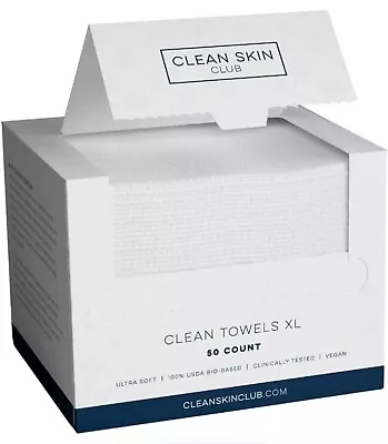 Clean Skin Club Clean Towels XL~Biodegradable Face Towel~Disposable~50 Count-NEW • $13.99