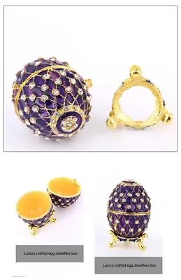 Crytsal Enamel Easter Faberge Egg Jewellery Box Ring • $80