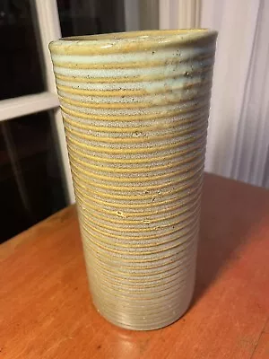 Zanesville Stoneware Pottery Homespun Tourquoise Drip Ring Cylinder Vase • $45