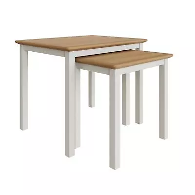 Nest Of Tables Assembled Oak Veneer Coffee Table White Grey Blue • £139.95