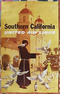 1950's United Airlines Southern California Travel Poster Stan Galli • $24.99