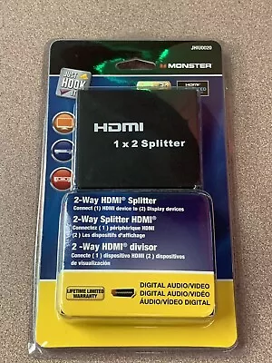 NEW! MONSTER CABLE Just Hook It Up 2 Way Splitter JHIU020 • $29.99