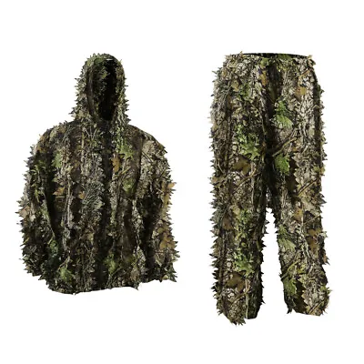 3D Leaves Ghillie Suits Outdoor Camo Clothing Jungle Woodland Hunting Leafy • £17.99