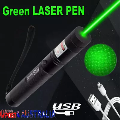 5000Miles Strong Beam Green Laser Pointer Pen 532nm Lazer Torch USB Rechargeable • $17.65