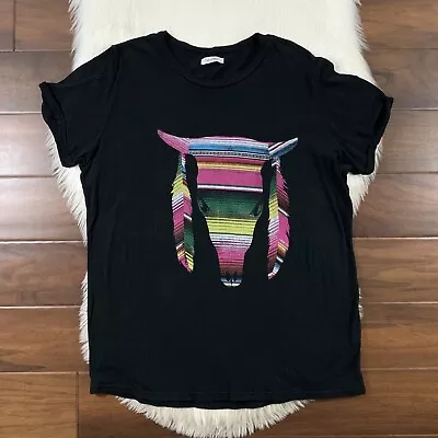 $38.95 • Buy Lauren Moshi Women's Size Large Black Feather Cow Skull Tee T Shirt 