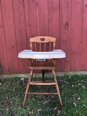 Vintage Fisher Price Wooden High Chair W/Plastic Tray -Local Pickup Only 01370- • $85