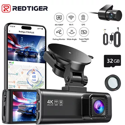 REDTIGER F7NP 4K Dash Cam Front And Rear With Hardwire Kit And Polarizing Lens • $99.99