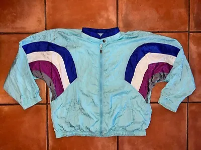 Vintage 90s SERGIO TACCHINI ITALY Blue Track Warmup Tennis Jacket Mens 14 • $21