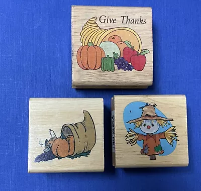 Canadian Maple Collections Harvest Autumn Scarecrow Fall Rubber Stamps Lot Of 3 • $9.99