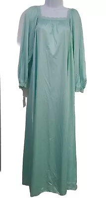 NWT Vintage Olga Mint Ice Long Sleeve Nightgown Maxi Size Med Deadstock • $70