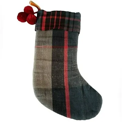 Hearth & Hand Magnolia Christmas Plaid Holiday Christmas Stocking Black And Red • $14.49