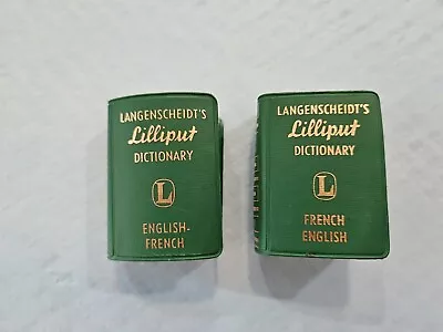 Miniature Mini Book Langenscheidt's Lilliput Dictionary English French Pair 1961 • $25