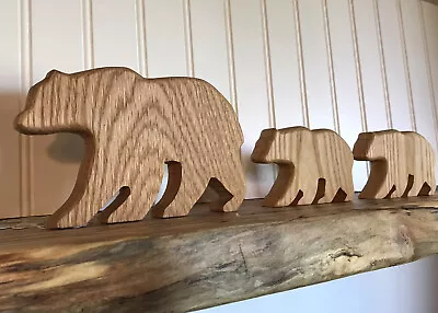 Handcrafted Rustic Cabin Decor Bear Wooden Bear Oak Bear Bear And Cubs • $20