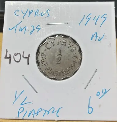 1949 Cyprus 1/2 Piastres AU Brown KM29 Coin #404 • $3.99