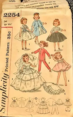 Vintage Simplicity Printed Pattern 2254 Doll Size 10 1/2 • $8