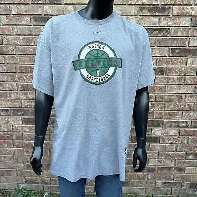 Vintage 90s Nike Boston Celtics Shirt Mens Plus Size XXL Center Swoosh NBA Gray • $45