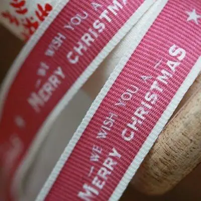 East Of India Christmas Ribbon Red We Wish You Merry Christmas 3 Metre • £2.99
