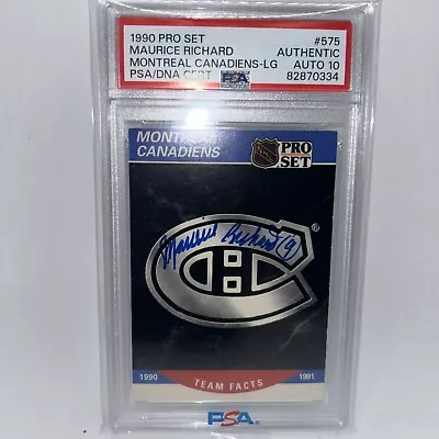 1990 Pro Set  #575 Montreal Canadiens Logo Autographed By Maurice Richard! 💎10! • $125