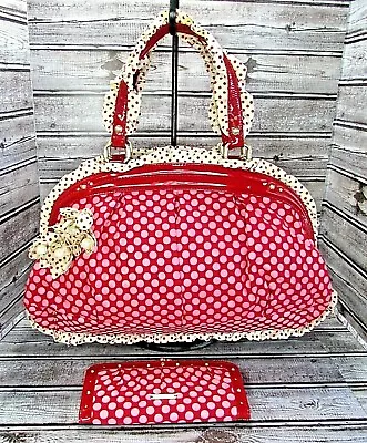 Laundry By Shelli Segal Red & Pink Polka Dot Purse Bag & Matching Wallet • $39.99