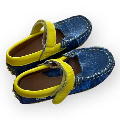 Venettini Girls Leather Blue And Yellow Shoes Size 28 EUR / 10.5T US • $48