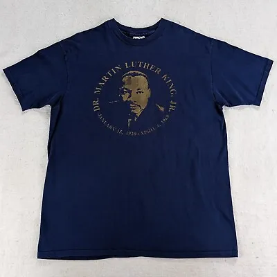 Vtg 90s Martin Luther King Jr T-Shirt Mens XXL Portrait Quote Single Stitch Blue • $21.95