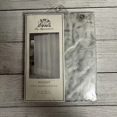 Vintage Vinyl Shower Curtain Whimsy Silver Leaf 70 X 72 By Appointment NOS • $14.99