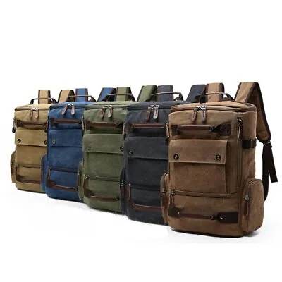 $39.20 • Buy Travel Bag Large Capacity Vintage Men's Backpack Canvas Rucksack Men School Bags