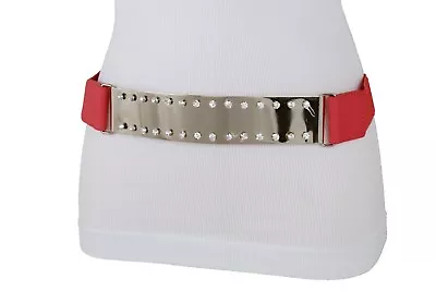 Women Gold Metal Plate Long Mirror Bling Buckle Fashion Belt Coral Waistband S M • $11.95