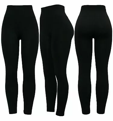 Ladies Black Firm Control LEGGINGS Shaping Slimming High Waist Tummy Tucker • £9.99