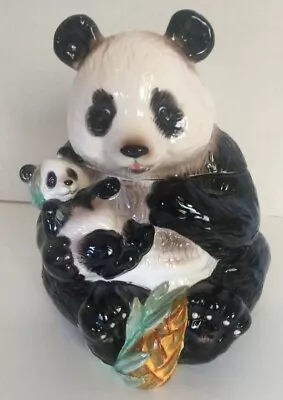 Popular Imports Ceramic Giant Panda Bear With Baby Cookie / Candy Jar Vintage • $74.95