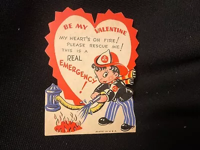 Vintage Fireman & Hose Valentine Card C. 1920s Unsigned • $16.99