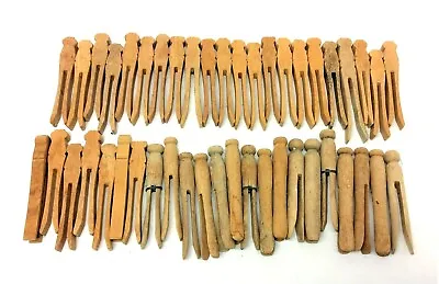 Mixed Lot Of Vintage Used Wood Wooden Clothespins Pins Clothing Hangers  • $24