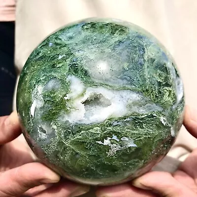 2200g Natural Aquatic Plants Agate Crystal Sphere Water Grass Moss Agate Ball • $0.99