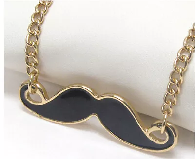 Black Mustache Pendant Necklace For Women • $14.95