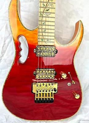 Red Electric Guitar Vine Inlay Maple Fretboard Floyd Rose Ibanez Jem Flame Maple • $1299.99