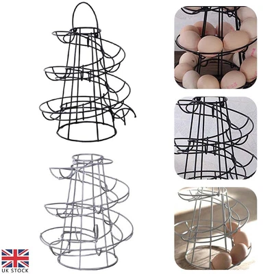 £9.83 • Buy Kitchen Storage Spiral Helter Skelter Egg Holder Stand Rack Holds 18 Eggs Uk