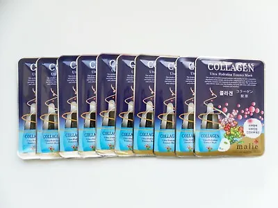 10pcs Malie COLLAGEN Face Mask Packs Sheet 0.88oz Moisture Revitalizing Cosmetic • £15.33