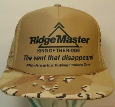 Vintage 1980s Ridge Master Mid America Building Camo Snapback Trucker Hat Cap • $23.97