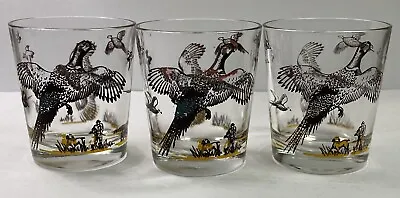 Vintage Hazel Atlas Pheasant Lowball Rocks Glasses (Set Of 3) • $24.29