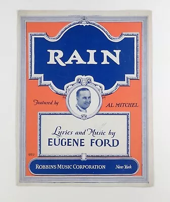 1927  Rain  SHEET MUSIC Eugene Ford PIANO & VOCAL SCORE Al Mitchell Hit • $8.12