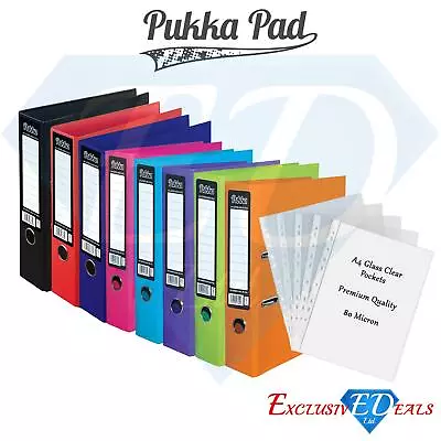 Set Of 10 Pukka A4 Lever Arch Files Assorted Or 100 Clear Plastic Punch Pockets • £19.95