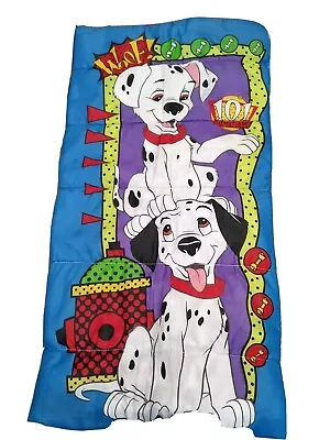 Vintage 90's Disney 101 Dalmatians Sleeping Bag Blue Zip Up Blanket Kids • $23.50