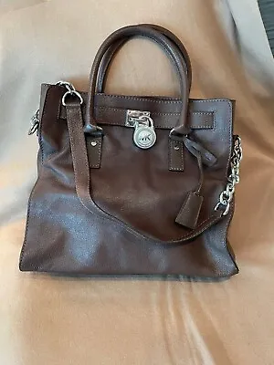 Michael Kors Hamilton Large Satchel Tote Brown Shoulder Bag  • $125