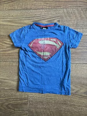 Next Dc Comics Man Of Steel Top Age 4 Years Superman Blue T Shirt • £1