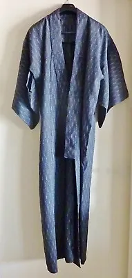 ANTIQUE VINTAGE SHIBORI JAPANESE SUMMER YUKATA KIMONO Dressing Gown Repair Reuse • £28.27