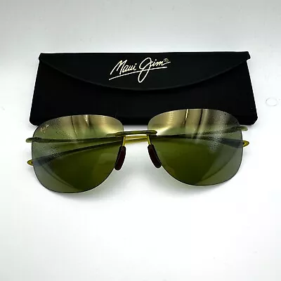 New Maui Jim HIKINA Matte Olive Polarized Rimless Sunglasses HT445-15M $199 • $49