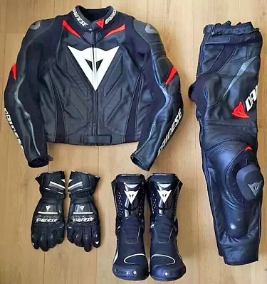 Motorbike Gear Leather Motorcycle MotoGP Racing 2 Piece Suit Shoes/boots Gloves • $675