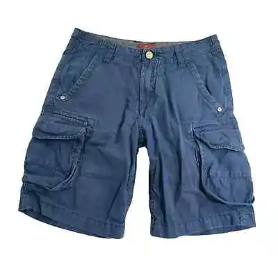 7 For All Mankind Cargo Shorts Boy's 8 Blue 100% Cotton Vacation Big Pockets • $14
