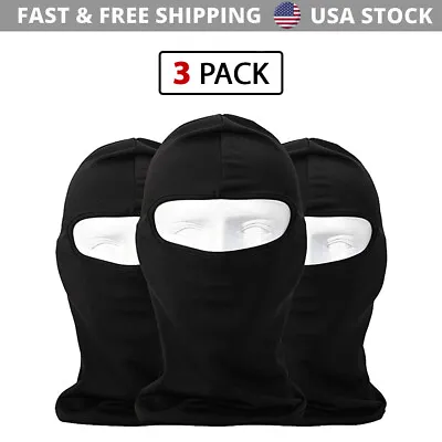 $8.99 • Buy 3 Pack Tactical Balaclava Black Full Face Mask Lightweight Motorcycle Warmer Ski